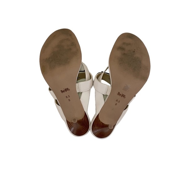 Coach Turnlock Leather Olina Matte White Thong Heel Dress Sandals Women’s 8.5 - Picture 5 of 15